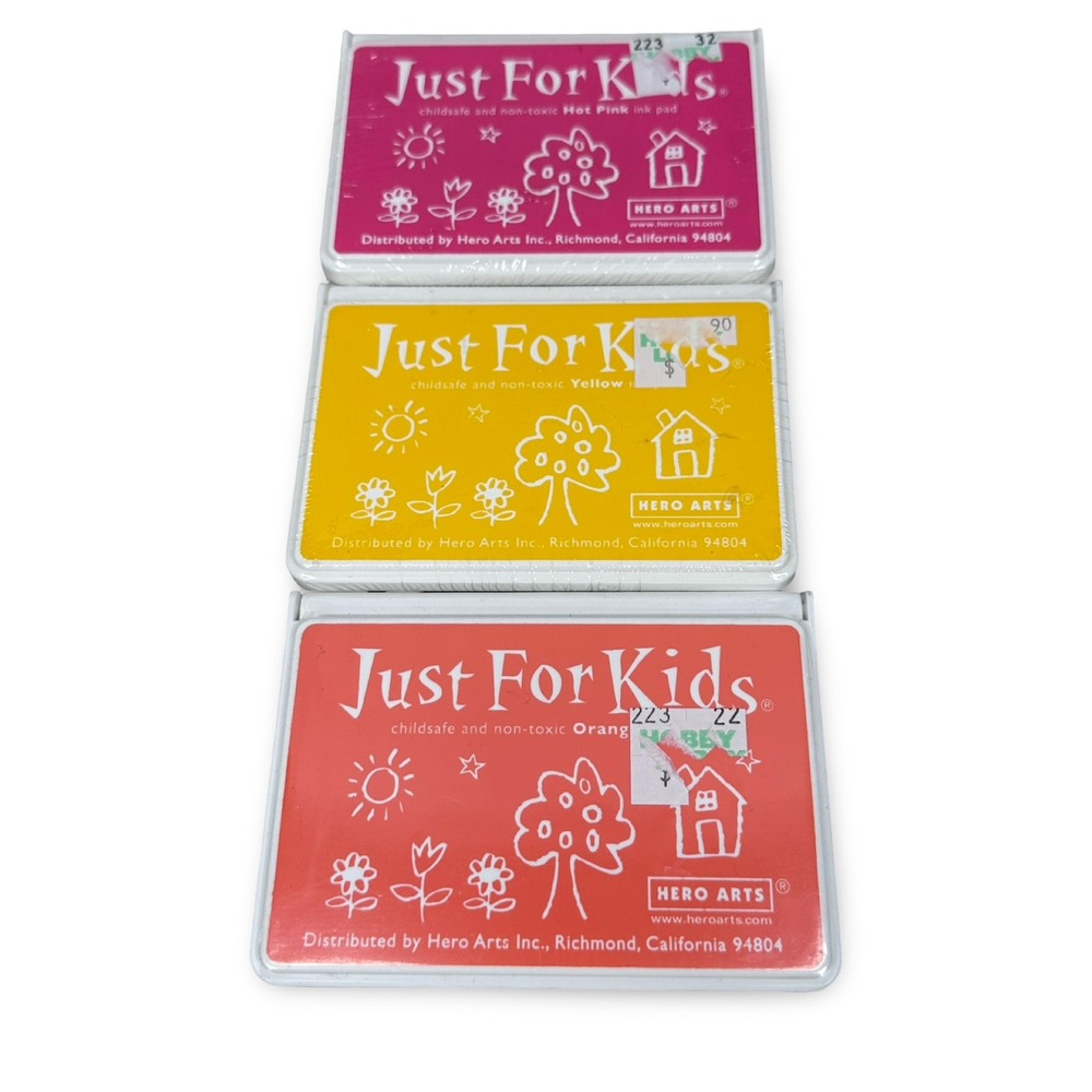 Hero Arts Just For Kids Ink Pads 3 Pack Hot Pink Yellow Orange CS105 CS111 CS110